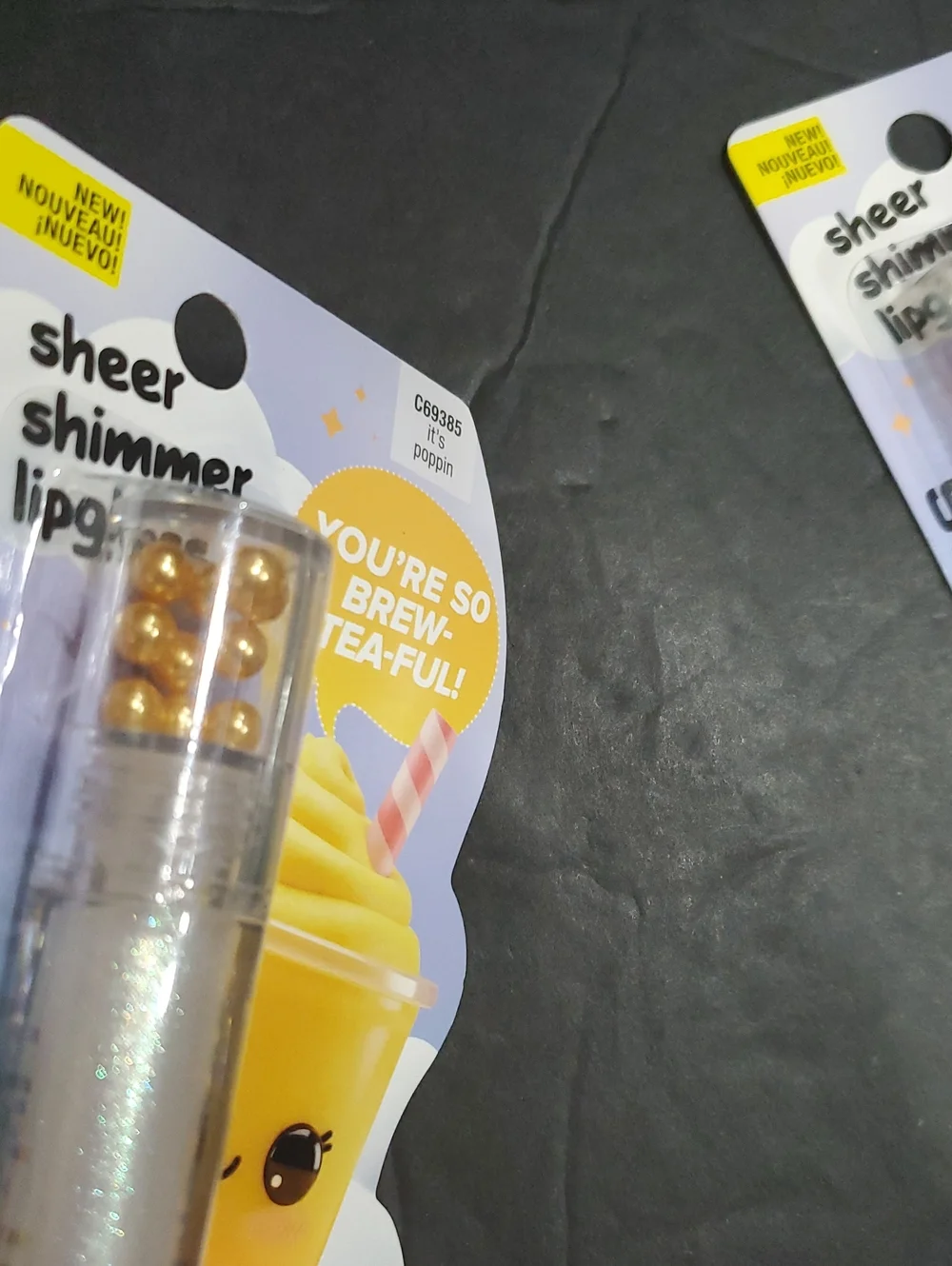 2pack bobba tea it's poppin you're so brew-tea-ful sheer shimmer lipgloss set